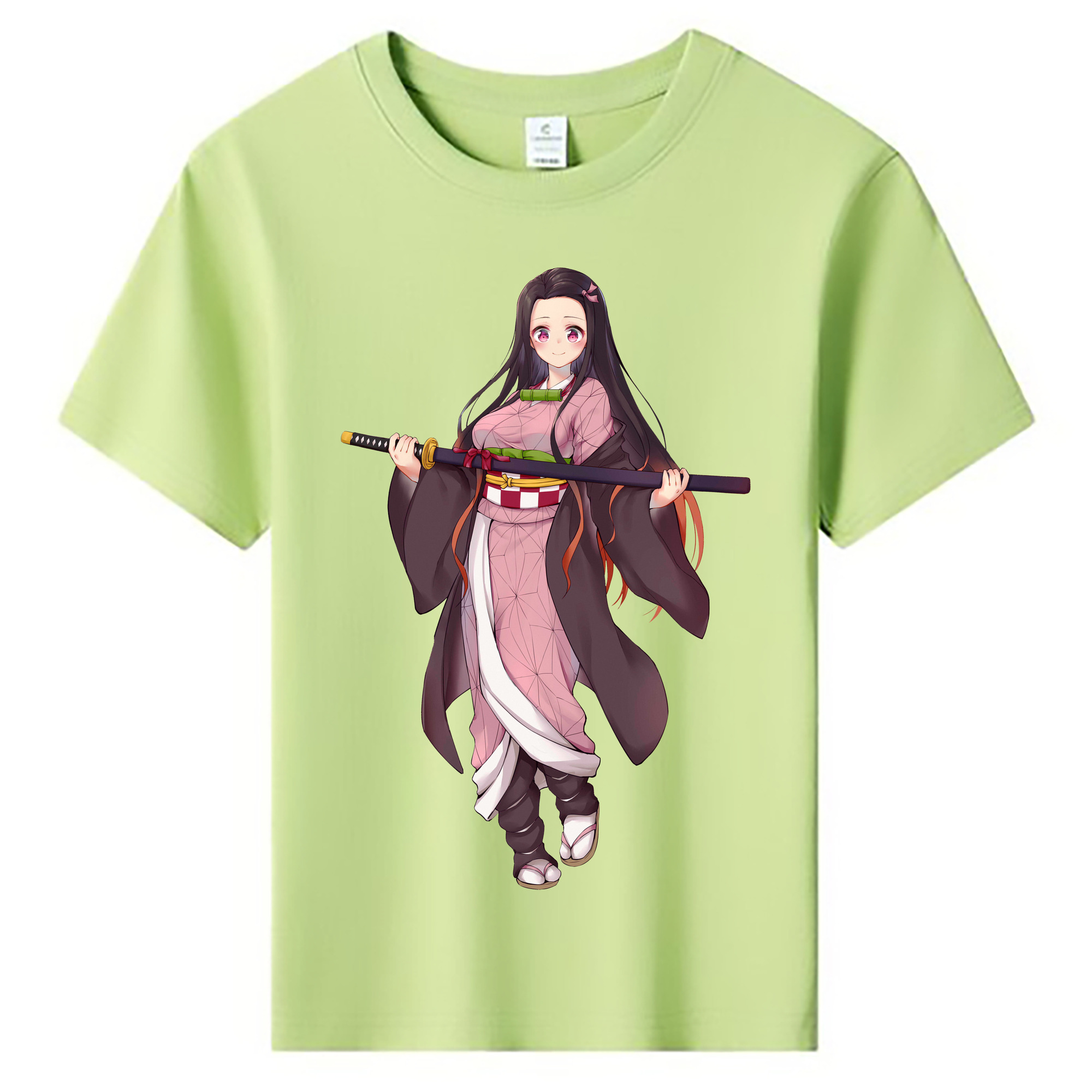 （画像用） 鬼滅の刃（きめつのやいば）竈門 禰󠄀豆子／かまど ねずこ Kamado Nezuko 綿100％キッズTシャツ（フロントプリント）